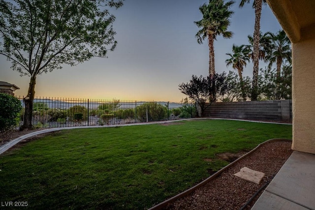 view of yard at dusk