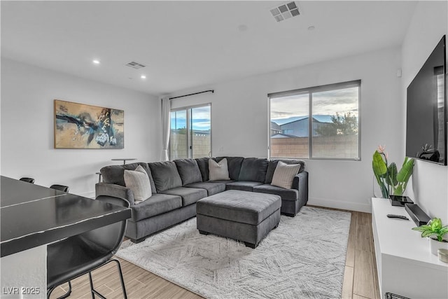 living room featuring light hardwood / wood-style flooring