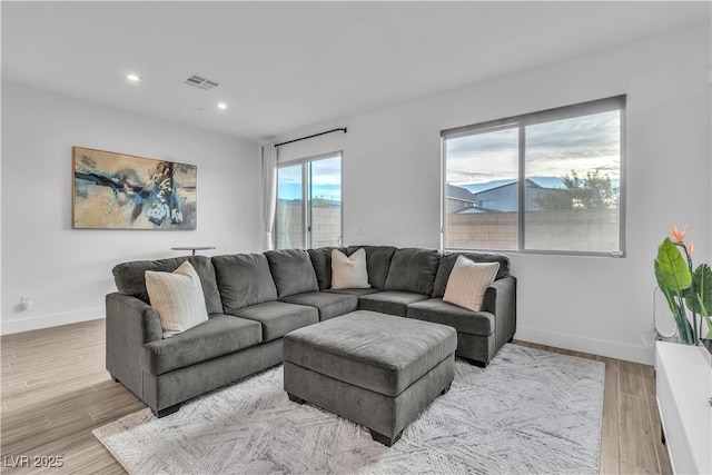 living room featuring light hardwood / wood-style flooring