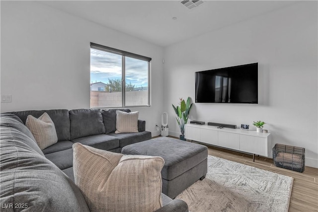 living room featuring light hardwood / wood-style floors