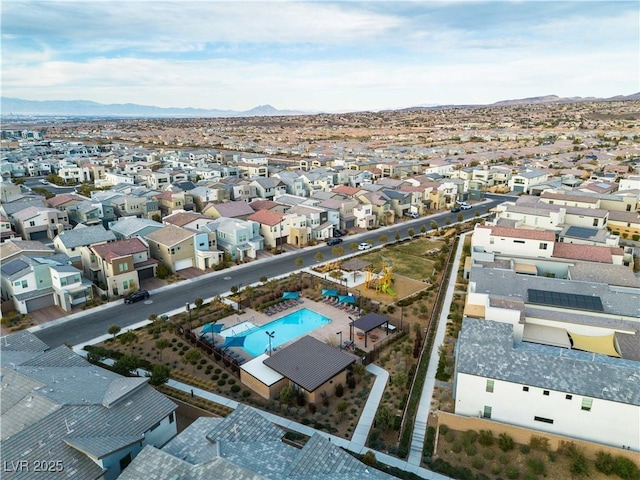 aerial view with a mountain view