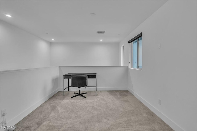 view of carpeted home office