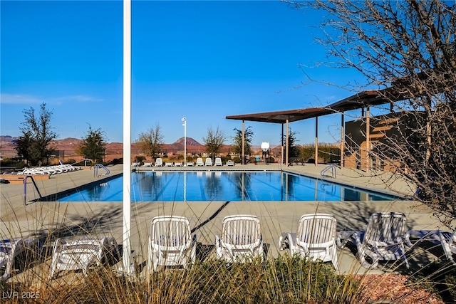 view of swimming pool featuring a patio