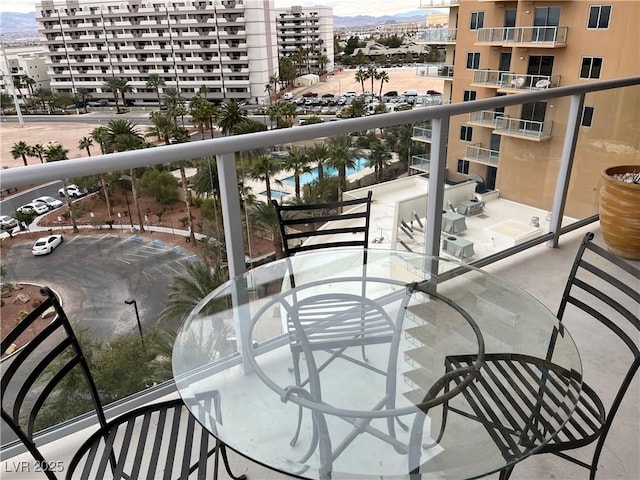 balcony with a mountain view