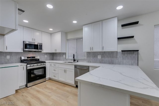 kitchen featuring white cabinetry, stainless steel appliances, and sink