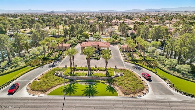 bird's eye view with a residential view and a mountain view