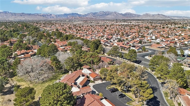 aerial view with a residential view and a mountain view