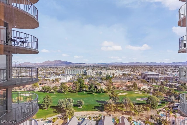 3111 Bel Air Dr Unit 20D, Las Vegas, NV 89109 - view of yard featuring a mountain view, golf course view, and a balcony