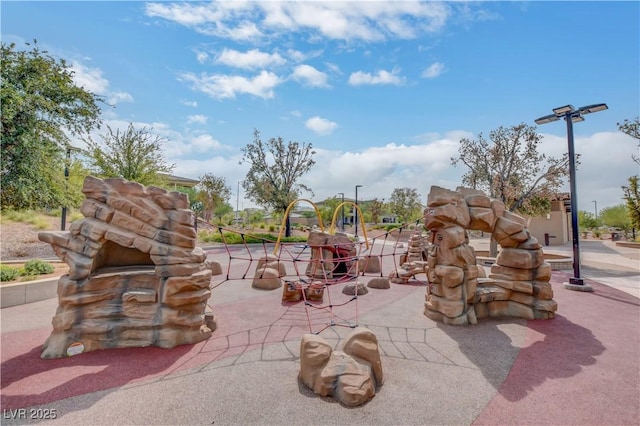 view of patio featuring a playground