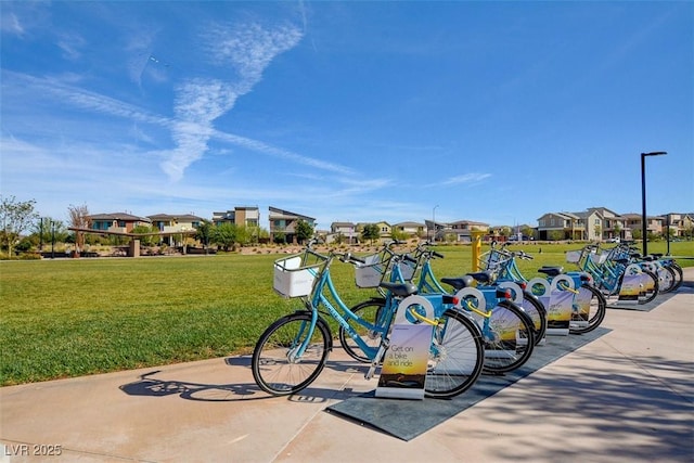 view of community featuring a lawn