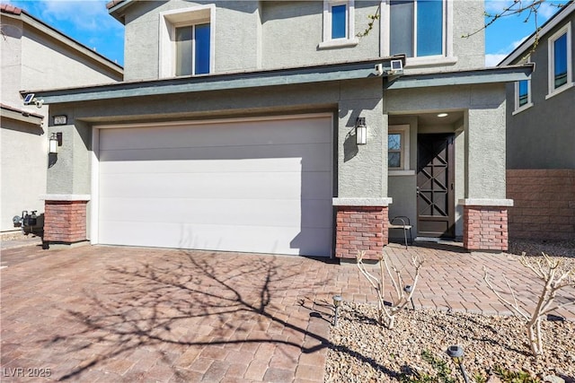 exterior space with a garage