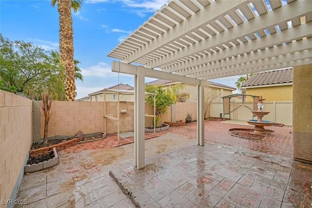 view of patio / terrace featuring a pergola