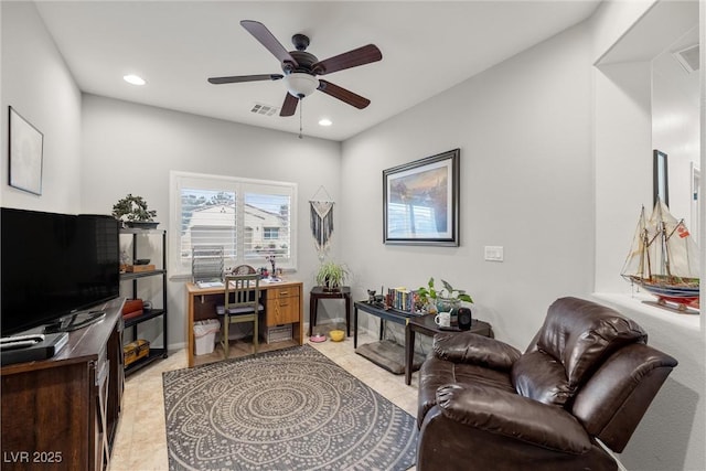 4459 Lavender, Pahrump, NV 89061 - tiled home office with ceiling fan