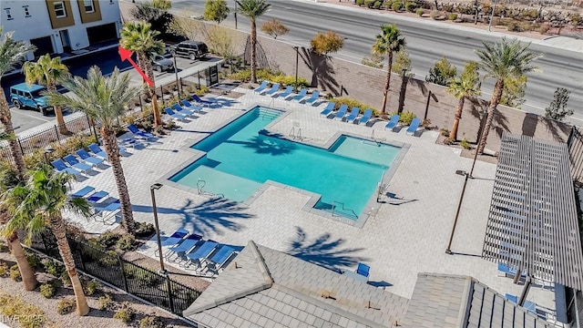 view of swimming pool featuring a patio