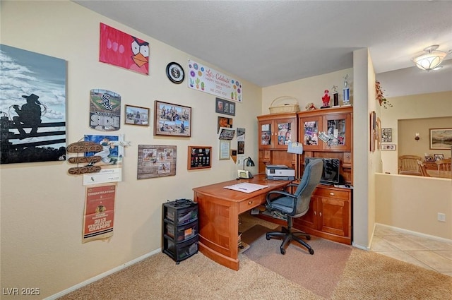 view of carpeted home office