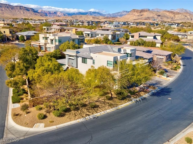 aerial view with a mountain view