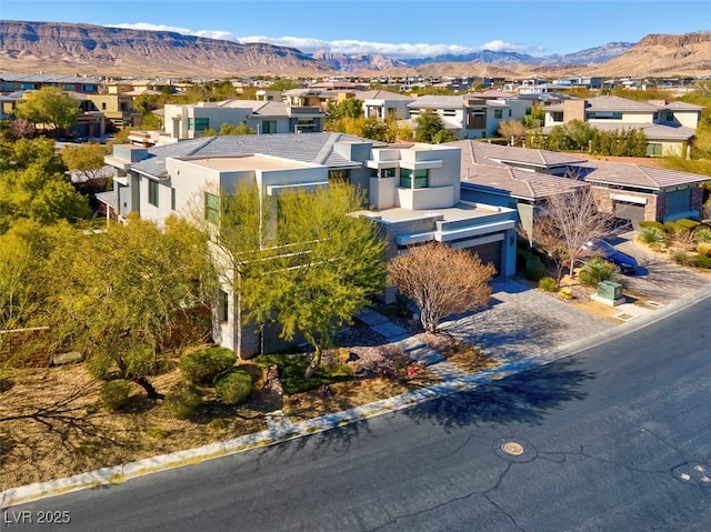 aerial view featuring a mountain view