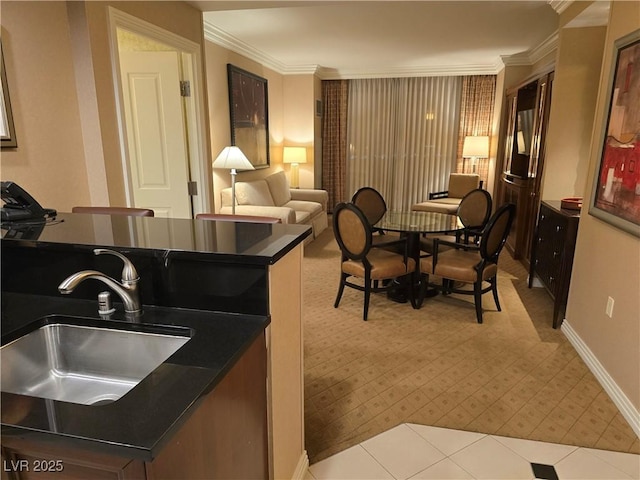 135 E Harmon Ave Unit 2120, Las Vegas, NV 89109 - interior space featuring crown molding, baseboards, and light colored carpet