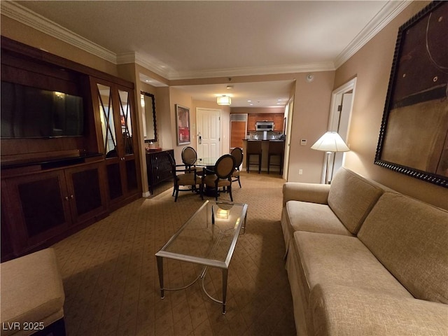 135 E Harmon Ave Unit 2120, Las Vegas, NV 89109 - living room with carpet floors and crown molding