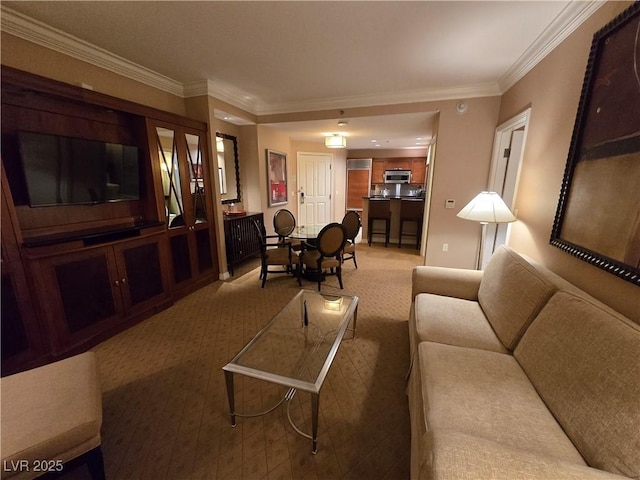 135 E Harmon Ave Unit 2120, Las Vegas, NV 89109 - living room with carpet floors, ornamental molding, and baseboards