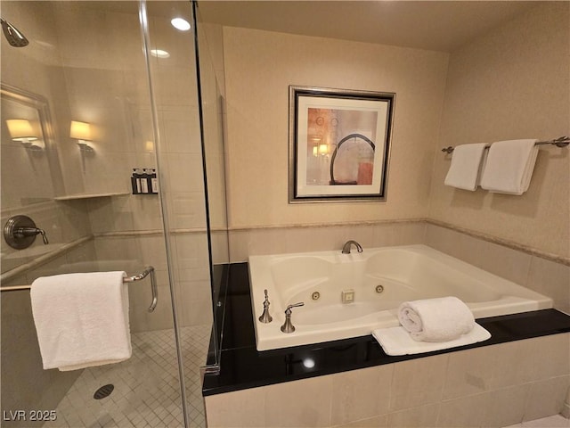135 E Harmon Ave Unit 2120, Las Vegas, NV 89109 - bathroom with a whirlpool tub and a shower stall