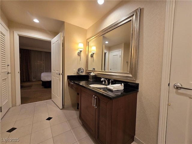 135 E Harmon Ave Unit 2120, Las Vegas, NV 89109 - bathroom featuring vanity, recessed lighting, and tile patterned floors