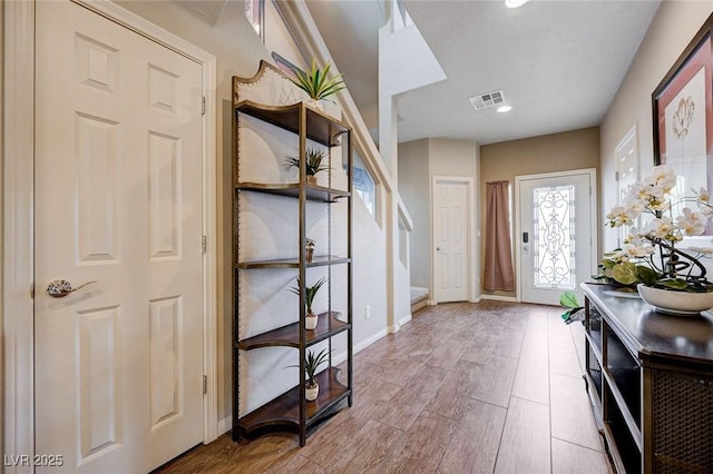 doorway featuring light hardwood / wood-style flooring