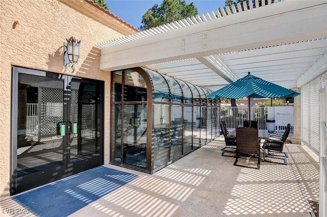 view of patio with a pergola