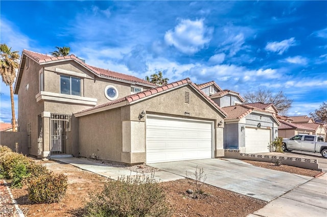 view of front of property with a garage