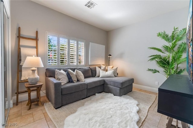 view of tiled living room