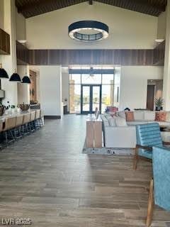 2379 Albury Ave, North Las Vegas, NV 89086 - common area with high vaulted ceiling and beamed ceiling
