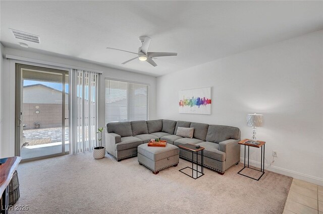 2379 Albury Ave, North Las Vegas, NV 89086 - living area featuring a ceiling fan and carpet floors