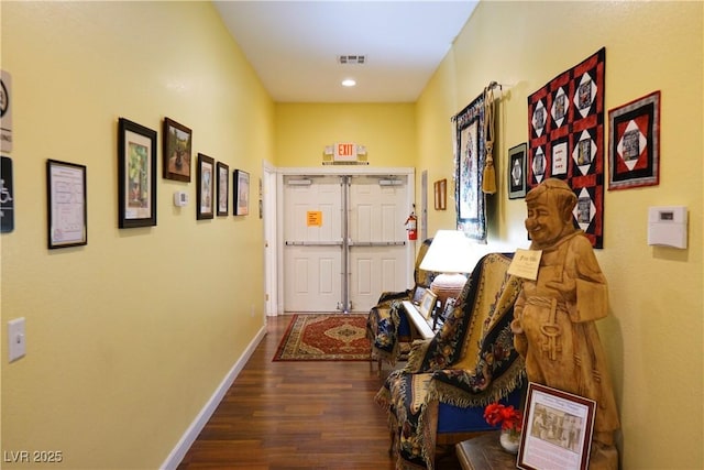 hall featuring dark hardwood / wood-style floors