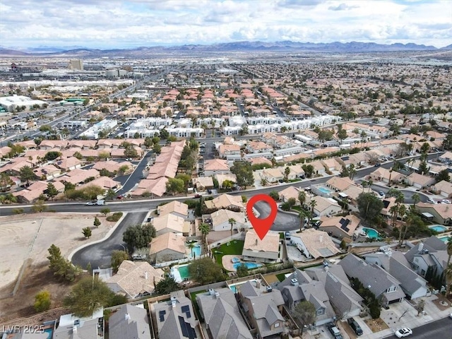 aerial view with a mountain view