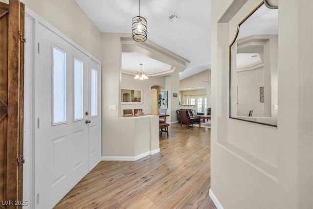 entrance foyer with light hardwood / wood-style flooring