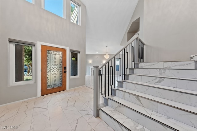 foyer with a high ceiling