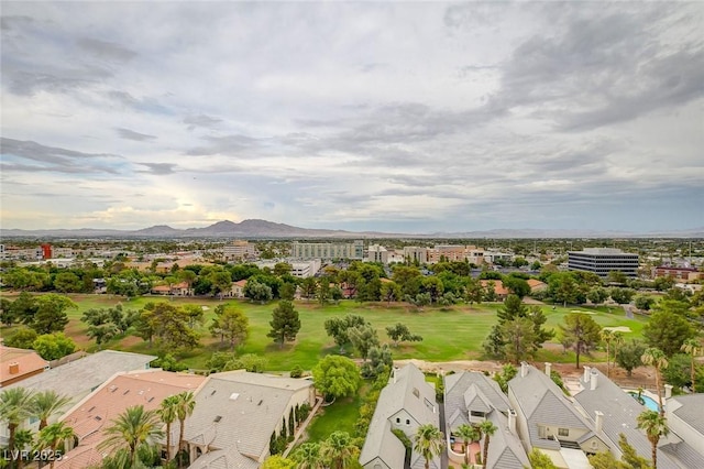 aerial view with a mountain view