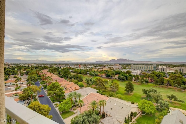 aerial view with a mountain view