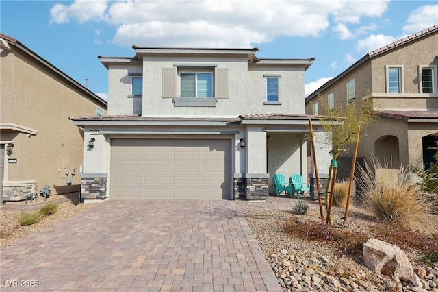 view of front of house with a garage