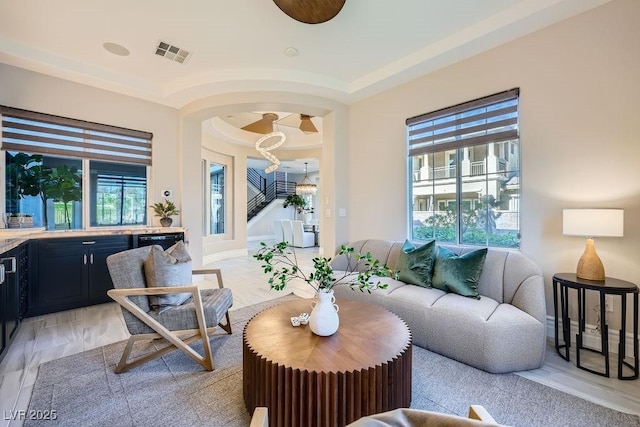 living room featuring plenty of natural light