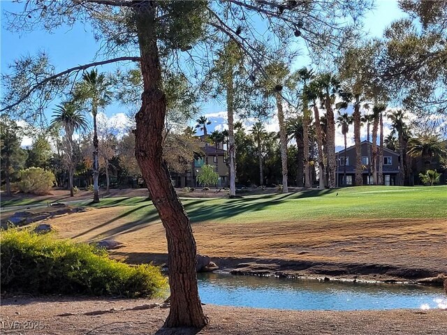 view of property's community with a lawn