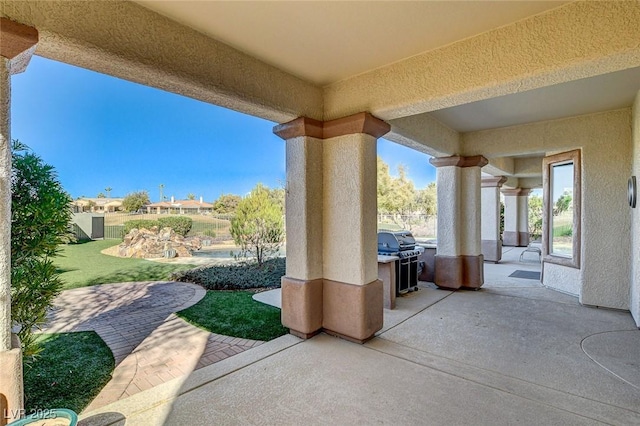 view of patio / terrace with a grill