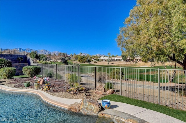 view of pool featuring a mountain view