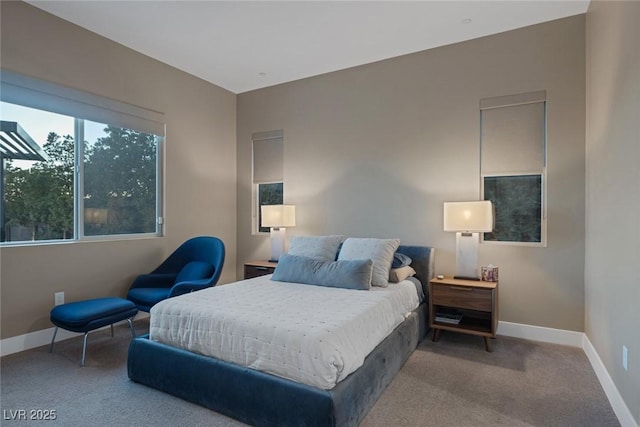 bedroom with carpet floors and baseboards