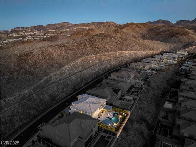 aerial view with a mountain view