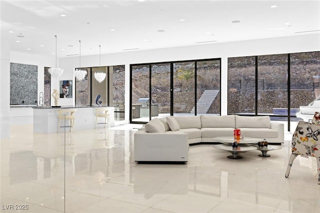 1455 Macdonald Ranch Dr, Henderson, NV 89012 - living area featuring light tile patterned flooring and recessed lighting