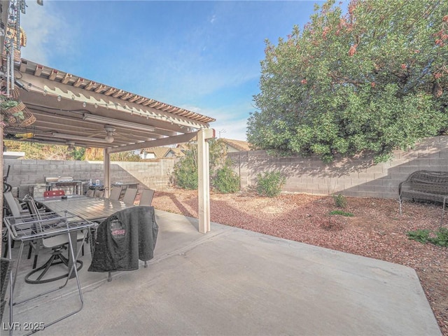 view of patio / terrace featuring a pergola