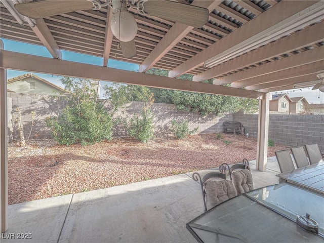 view of patio / terrace featuring ceiling fan