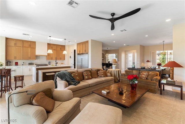 4796 Riva De Romanza St, Las Vegas, NV 89135 - living room with ceiling fan and recessed lighting