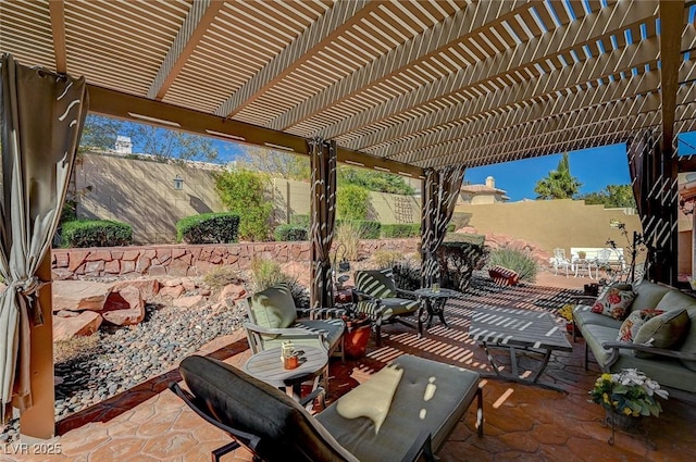 view of patio / terrace with a pergola and an outdoor hangout area